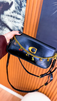 Bolsa inspired coac corrente dupla (preta)