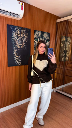 Imagem do Blusa coração tricot fang (marrom café )