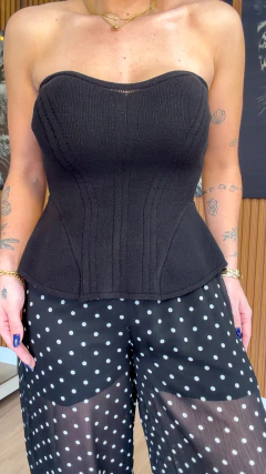 Corselet monroe peplum tricot modal (preto)
