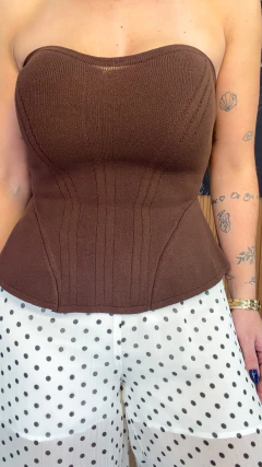 Corselet monroe peplum tricot modal (marrom) - loja online