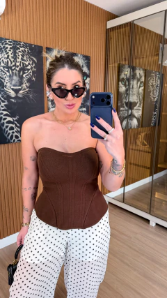 Corselet monroe peplum tricot modal (marrom) na internet