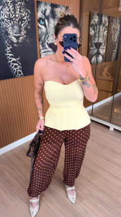 Corselet monroe peplum tricot modal (amarelo manteiga) na internet