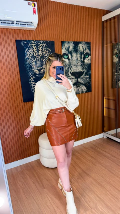 Imagem do Short saia bia couro eco P.U (terracota)