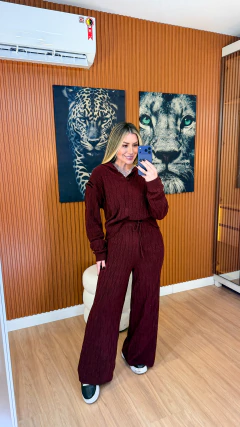 CONJUNTO Lumena polo TRICOT mousse (vinho) - Jordanna Galia Store