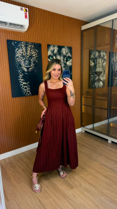 vestido antonella alcinha linho (vinho risca de giz) na internet