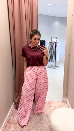CALÇA Betany tricoline (rosa poa) - Jordanna Galia Store