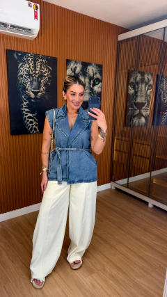 colete iolanda jeans ALONGADO lavagem media - comprar online