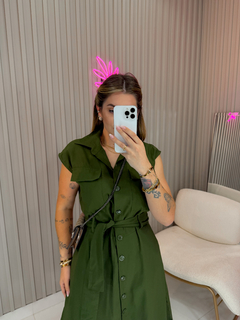 Vestido muscle midi viscolynho (verde militar) - Jordanna Galia Store