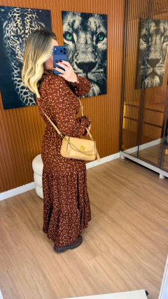 Vestido FRANCIS com manga viscolynho (marrom floral) - comprar online