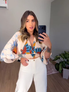 Cropped oversize viscolynho (areia estampado) - comprar online