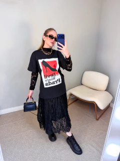 T-shirt maxi the devil wears prada (preta) - Jordanna Galia Store