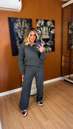 CONJUNTO hailey TRICOT lã (cinza chumbo)