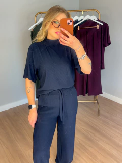 Conjunto Martina crepe anarruga (azul marinho) - comprar online