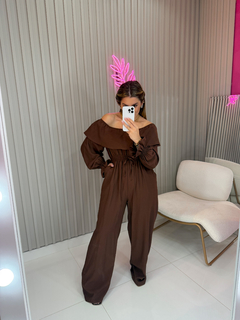 MACACÃO ciganinha boho (marrom) - Jordanna Galia Store