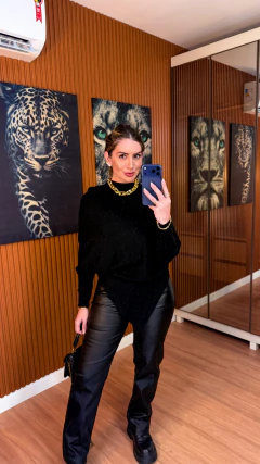 Imagem do PONCHO BRUNA ASSIMETRICO tricot modal (PRETO)