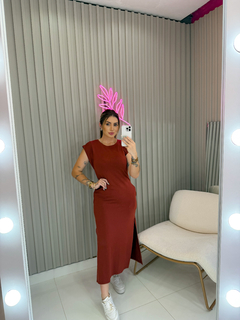 Vestido muscle midi moletinho (terracota) - comprar online