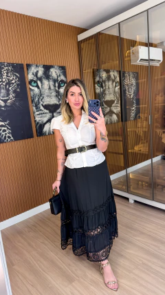SAIA hailey gode midi crepe com macrame (preta) na internet