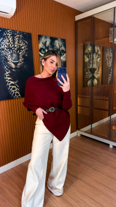 PONCHO new Milão tricot modal (vinho) - comprar online