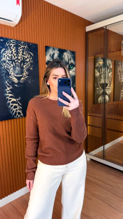 Imagem do Blusa over DAYANI tricot modal CANELADO com forro de veludo susan zheng (chocolate)