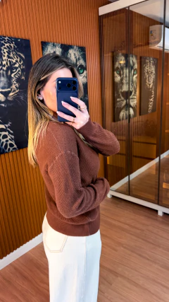 Blusa over DAYANI tricot modal CANELADO com forro de veludo susan zheng (chocolate) - Jordanna Galia Store
