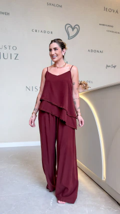 CONJUNTO Martina + calça pantalona marrante (marrom ameixa) na internet