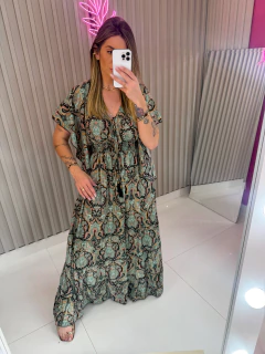 Imagem do Vestido Sammy longo poliester (preto/estamapado)