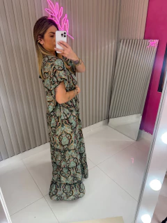 Vestido Sammy longo poliester (preto/estamapado) na internet