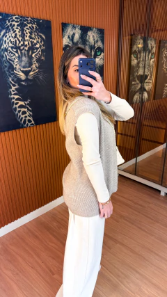 Colete basic oversize tricot (areia) - Jordanna Galia Store