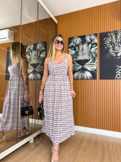 Vestido Vegan alcinha linho de viscose (preto/rosa)