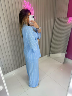 Conjunto Ayla viscolynho (azul listras) - loja online
