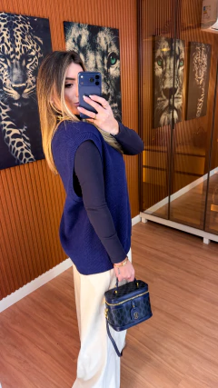 Colete basic oversize tricot (azul marinho) - loja online