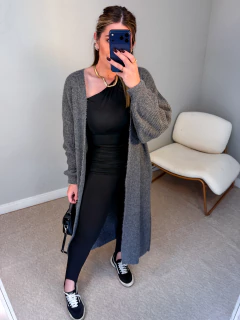 Cardigan NV oversize tricot mousse (cinza chumbo)