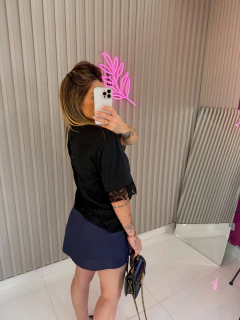 Maxi T-shirt renda (preto)