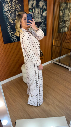 CONJUNTO Aurora crepe texturizado (rose poa marrom) na internet
