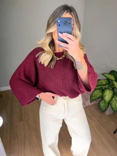 Blusa Mirella oversize tricot fio (cereja) - comprar online