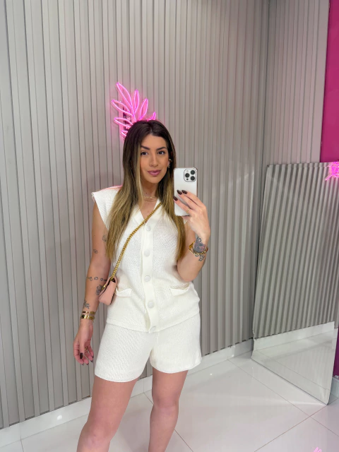 Conjunto Mel curto tricot fio (off white) - comprar online