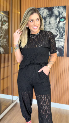 CONJUNTO louise renda poliester (preto)