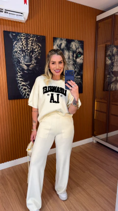 conjunto Los Angeles Sem mangas Tricot modal importado (off White) na internet