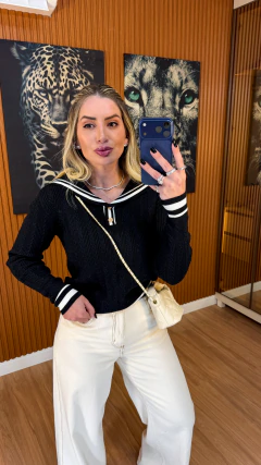 Blusa Sailor polo tricot modal (preta) - comprar online