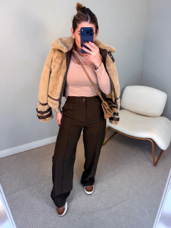 CALÇA pantalona alfaiataria aveludada (marrom café) - comprar online