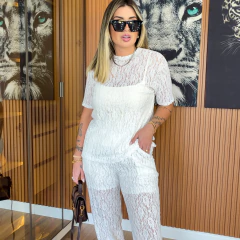 CONJUNTO louise renda poliester (branco)