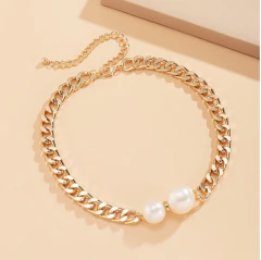 Colar chocker pérolas com regulagem (dourado) - comprar online