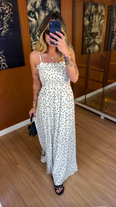 Vestido Gabe busto elastex alcinha viscolynho (branco poa) na internet