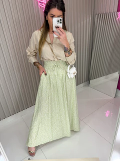 SAIA mel midi viscolynho (verde menta floral) - loja online
