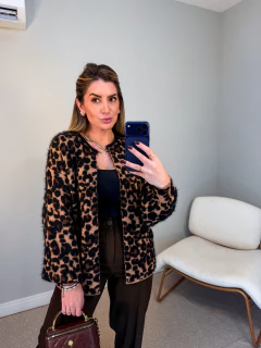 Casaco animal print tricot angorá - comprar online