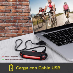 Luz Led Delantera Trasera Recargable USB 100lm - VDASIOX