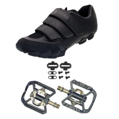 Combo Zapatilla Ciclismo MTB Chita Xtrail + Pedales Mixtos AWA 4006 c/calas