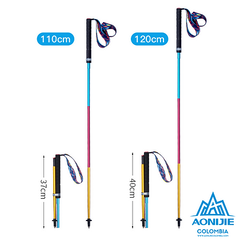 Imagen de Bastones trekking fibra de carbono plegables 162g para altura 1,70m a 1,80m E4201 par - AONIJIE