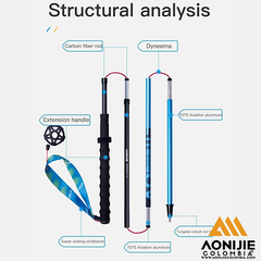 Bastones trekking fibra de carbono plegables 142g para altura 1,60m a 1,70m E4202 par - AONIJIE - comprar online
