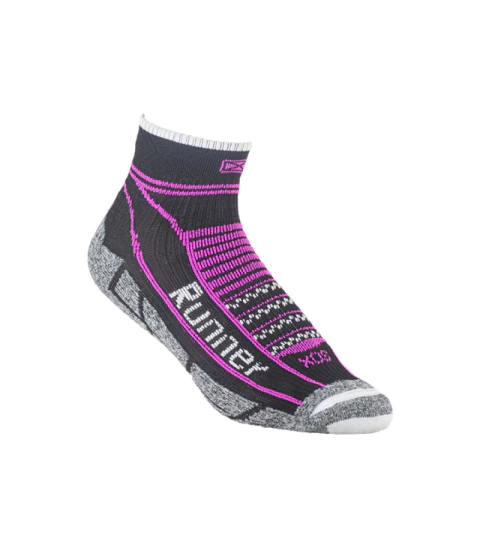 Medias Running Caña Corta Airchannel Negro/Fucsia - SOX